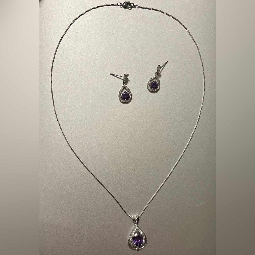Lab Created Amethyst Necklace and Earring Set